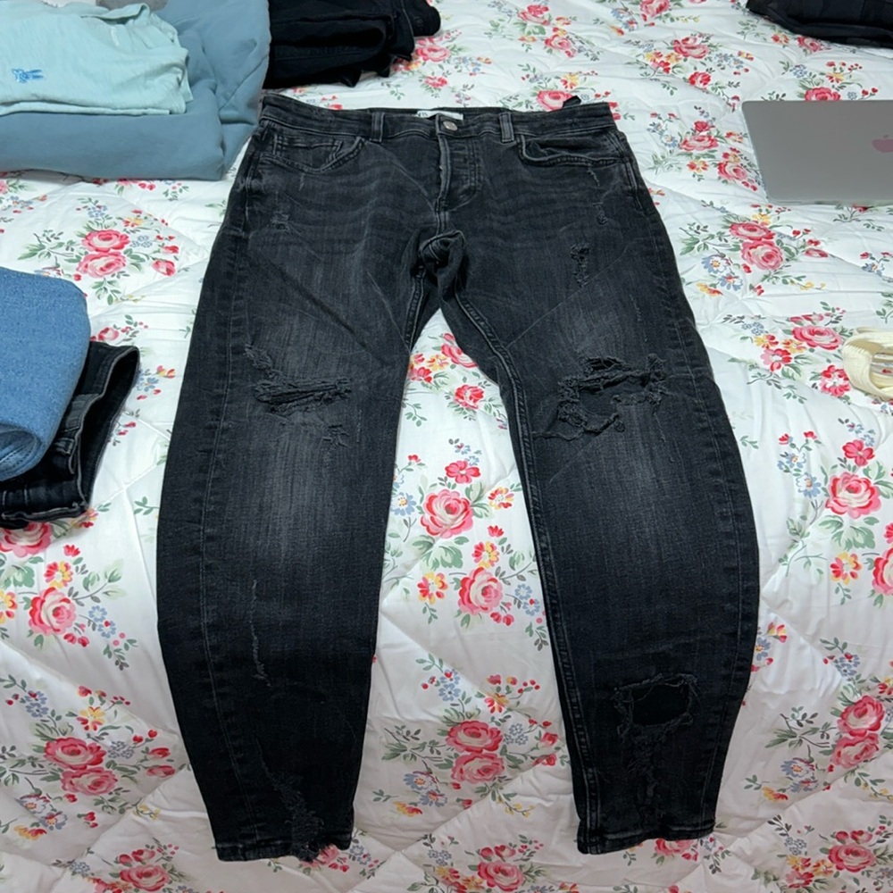 black ripped jeans